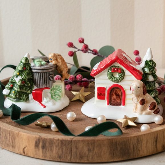 Department 56 Snow Village “Cat and Dog” Set | 1988 Christmas Display Figurines - Picture 1 of 11